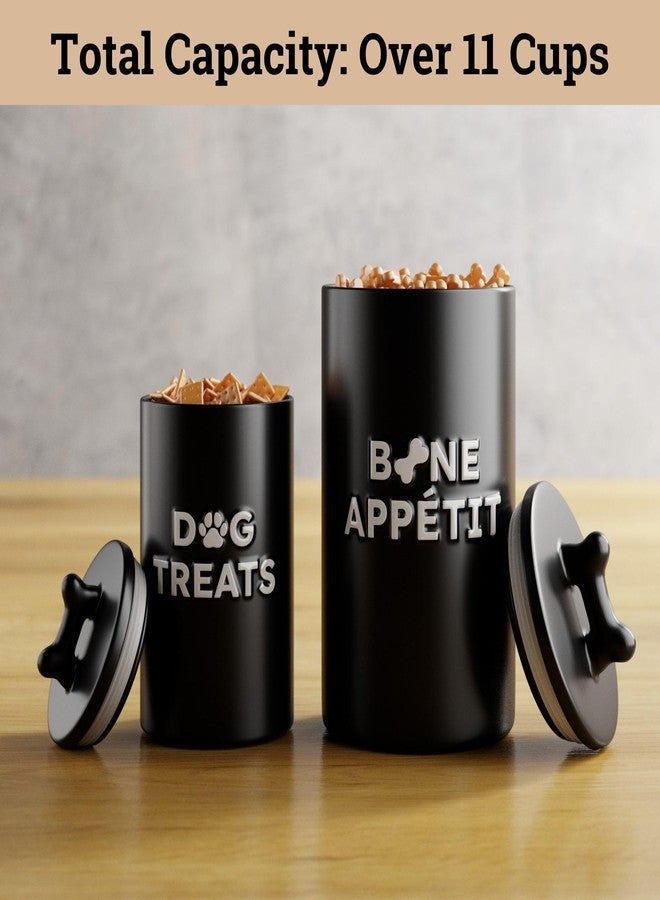 HB Design Co. Dog Treat Container Airtight Set of 2 - 10x5 in & 7x4 in Ceramic Dog Treat Jars for Kitchen Counter with Airtight Lids - 11 Cup Capacity Pet Treat Container Set - Doggie Cookie Jar - Treats Canister - Image 4